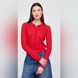 Gap Open-Stitched Cottagecore Pointelle Knit Cardigan Sweater NWOT XS Romantic